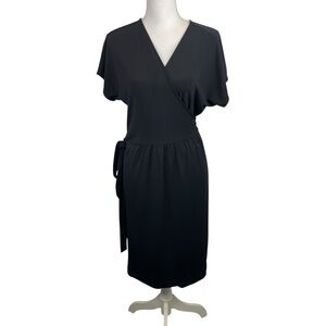 Ann Taylor | Black Knit Short Sleeve Wrap Dress